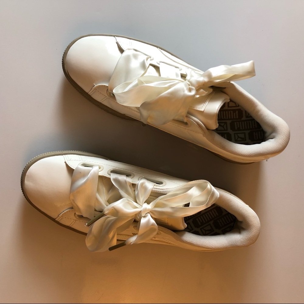 Puma White and Cream Sneakers with Minimalist Design